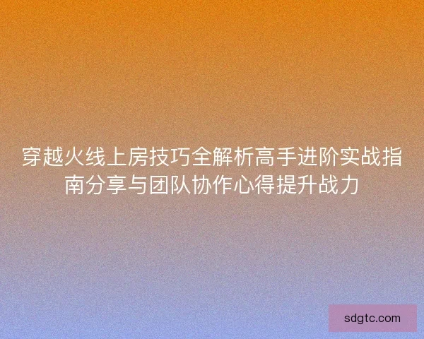 穿越火线上房技巧全解析高手进阶实战指南分享与团队协作心得提升战力