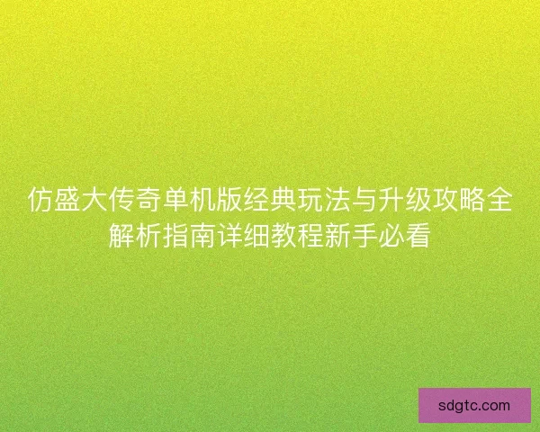 仿盛大传奇单机版经典玩法与升级攻略全解析指南详细教程新手必看 仿盛大传奇单机版经典玩法与升级攻略全解析指南详细教程新手必看